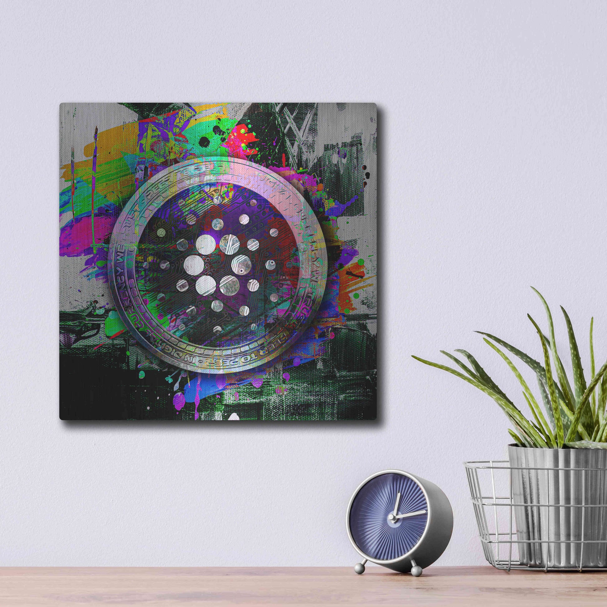 Luxe Metal Art 'Cardano Crypto Predator' by Epic Portfolio Metal Wall Art,12x12