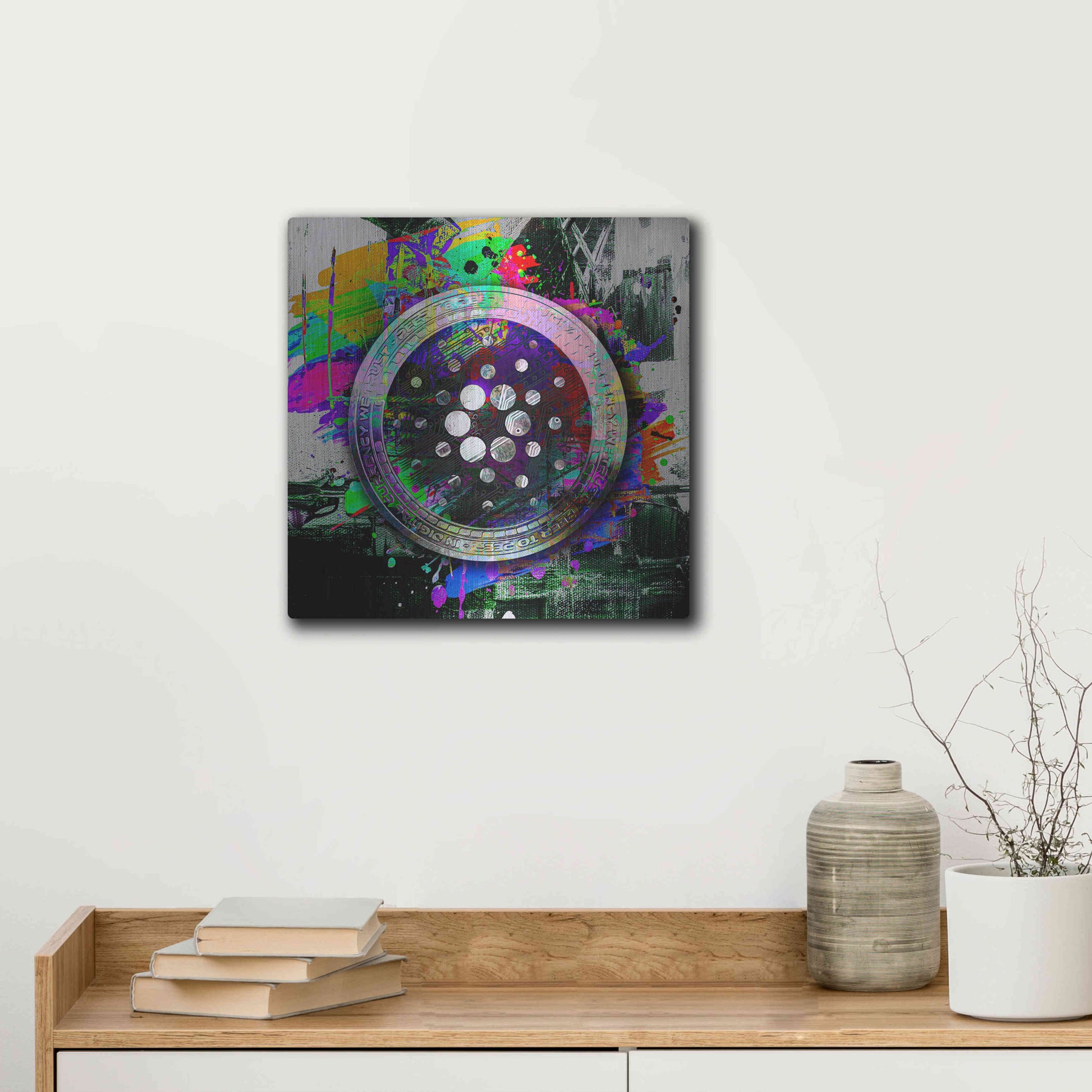 Luxe Metal Art 'Cardano Crypto Predator' by Epic Portfolio Metal Wall Art,12x12