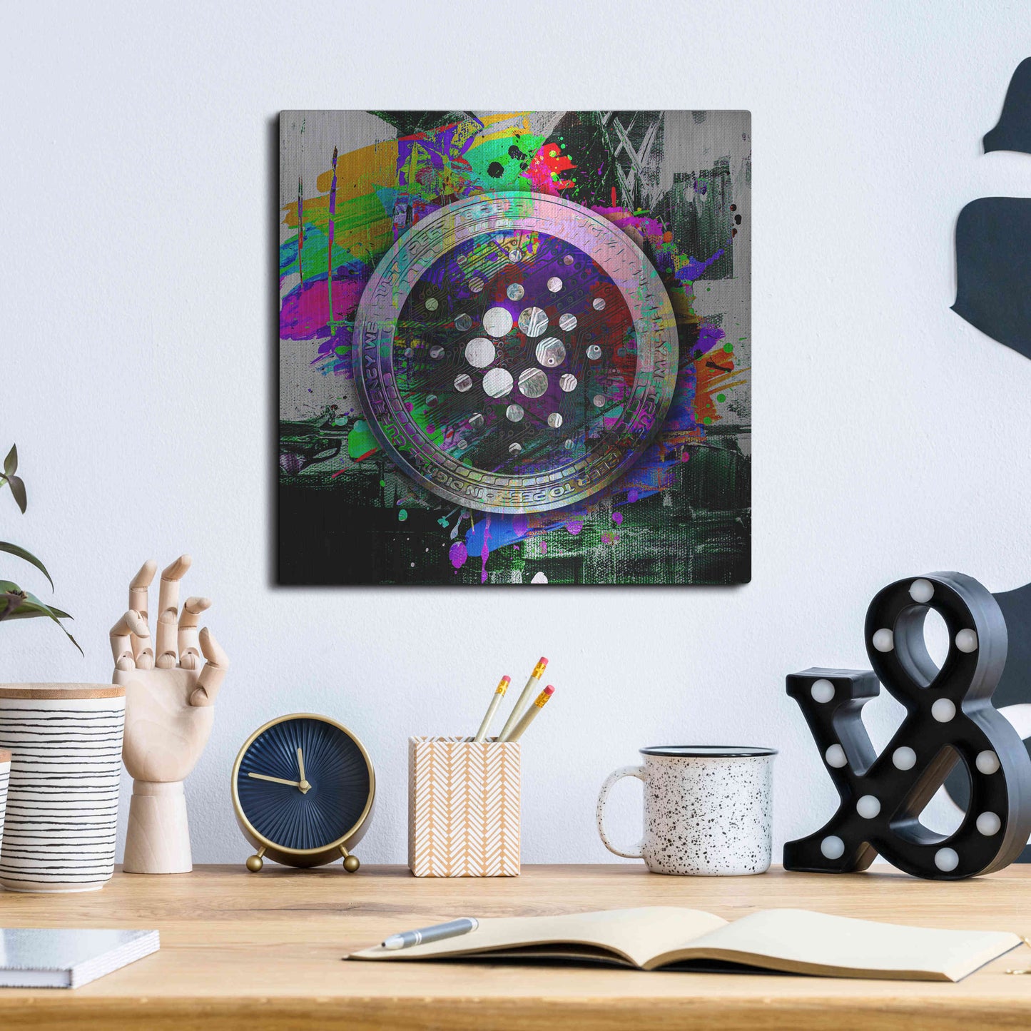 Luxe Metal Art 'Cardano Crypto Predator' by Epic Portfolio Metal Wall Art,12x12