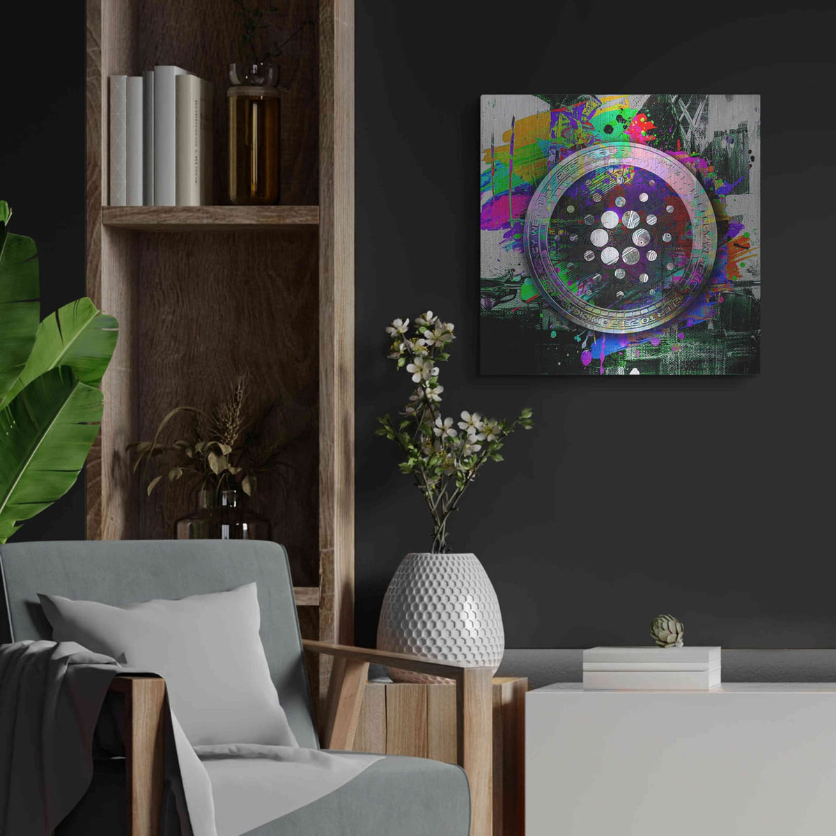 'Cardano Crypto Predator' by Valentyn Artemenko – Metal Wall Art, 24x24 room view