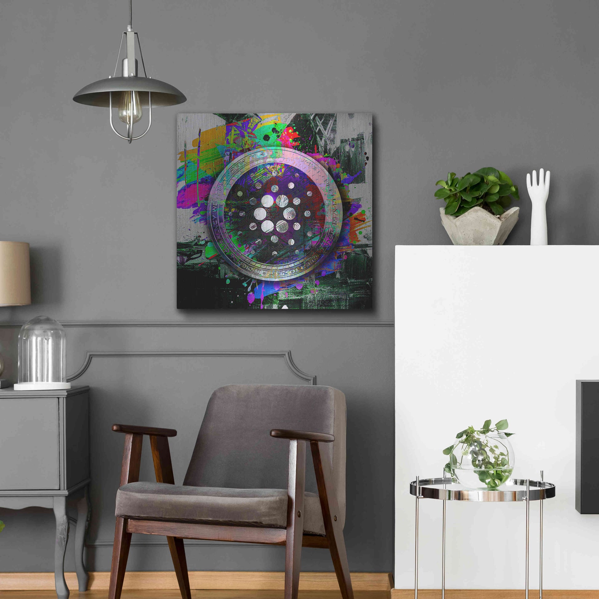 Luxe Metal Art 'Cardano Crypto Predator' by Epic Portfolio Metal Wall Art,24x24