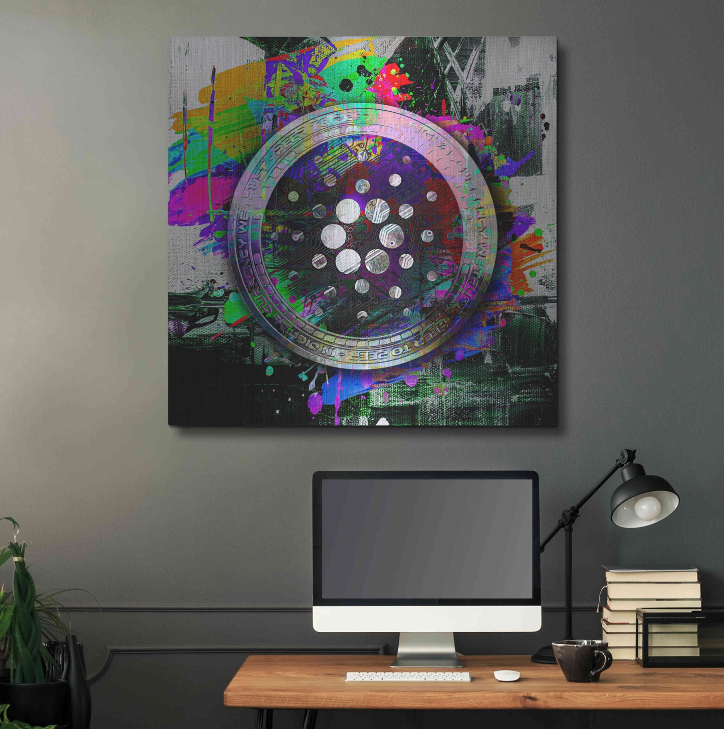 Luxe Metal Art 'Cardano Crypto Predator' by Epic Portfolio Metal Wall Art,36x36
