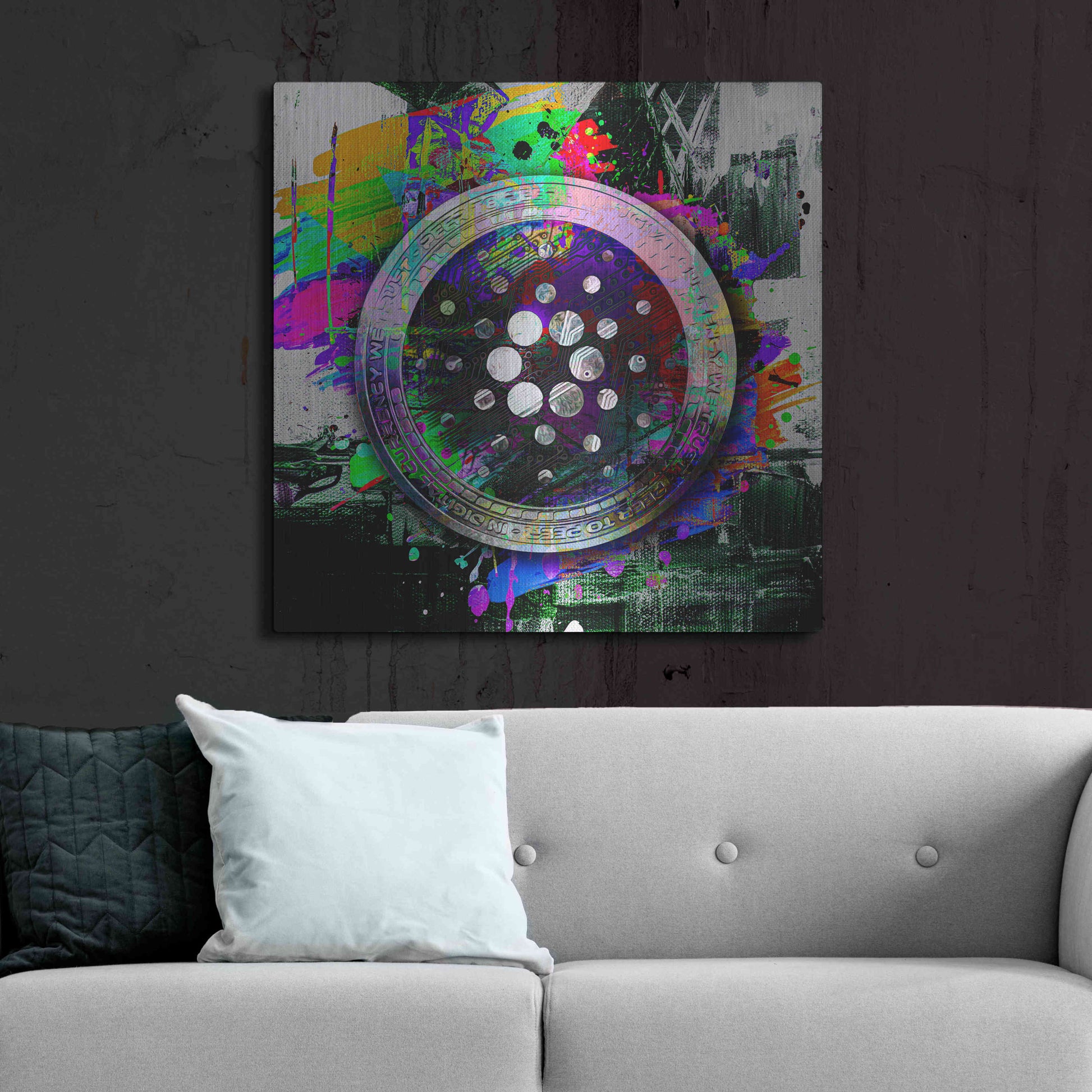 Luxe Metal Art 'Cardano Crypto Predator' by Epic Portfolio Metal Wall Art,36x36