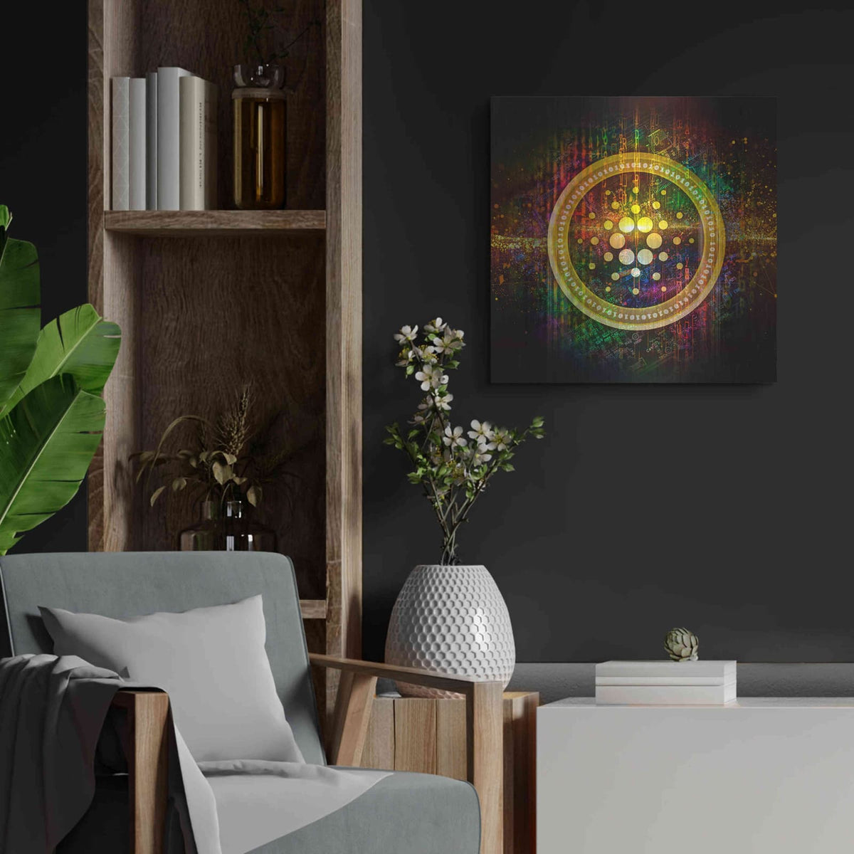 'Cardano Better Than Gold' by Valentyn Artemenko – Metal Wall Art, 24x24 room view