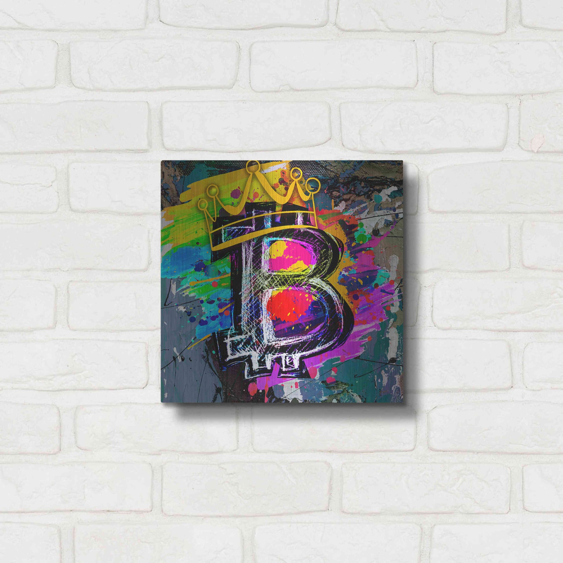 Luxe Metal Art 'Bitcoin Crypto King' by Epic Portfolio Metal Wall Art,12x12