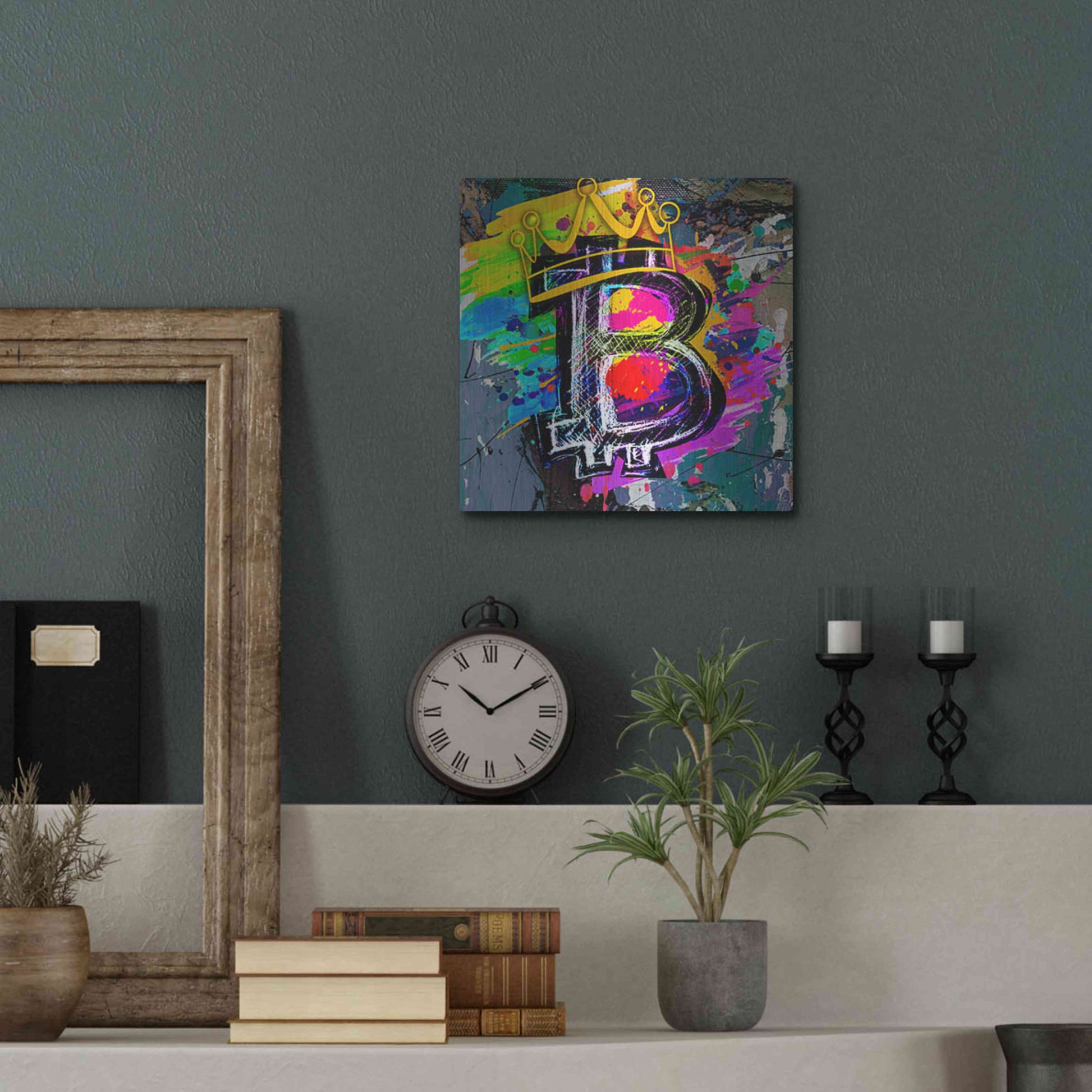 Luxe Metal Art 'Bitcoin Crypto King' by Epic Portfolio Metal Wall Art,12x12