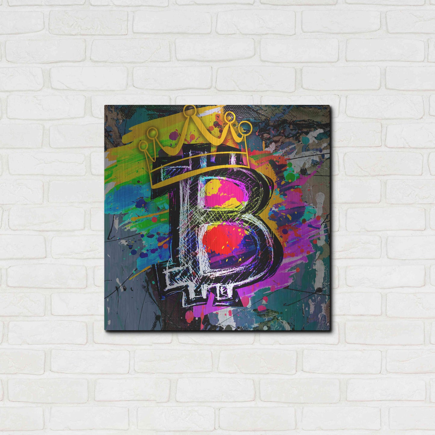 Luxe Metal Art 'Bitcoin Crypto King' by Epic Portfolio Metal Wall Art,24x24