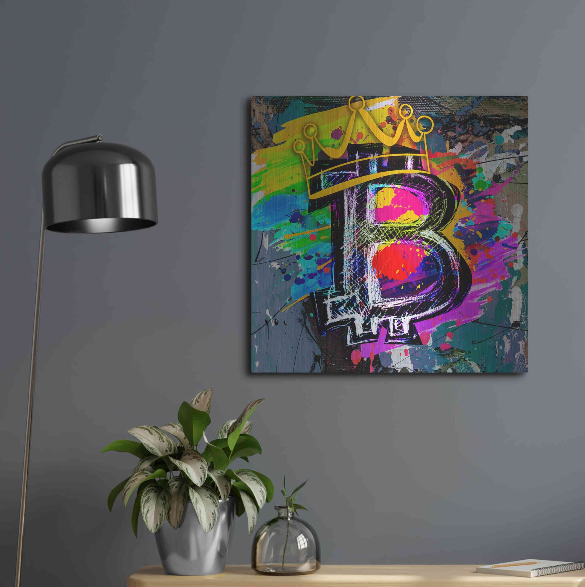 Luxe Metal Art 'Bitcoin Crypto King' by Epic Portfolio Metal Wall Art,24x24