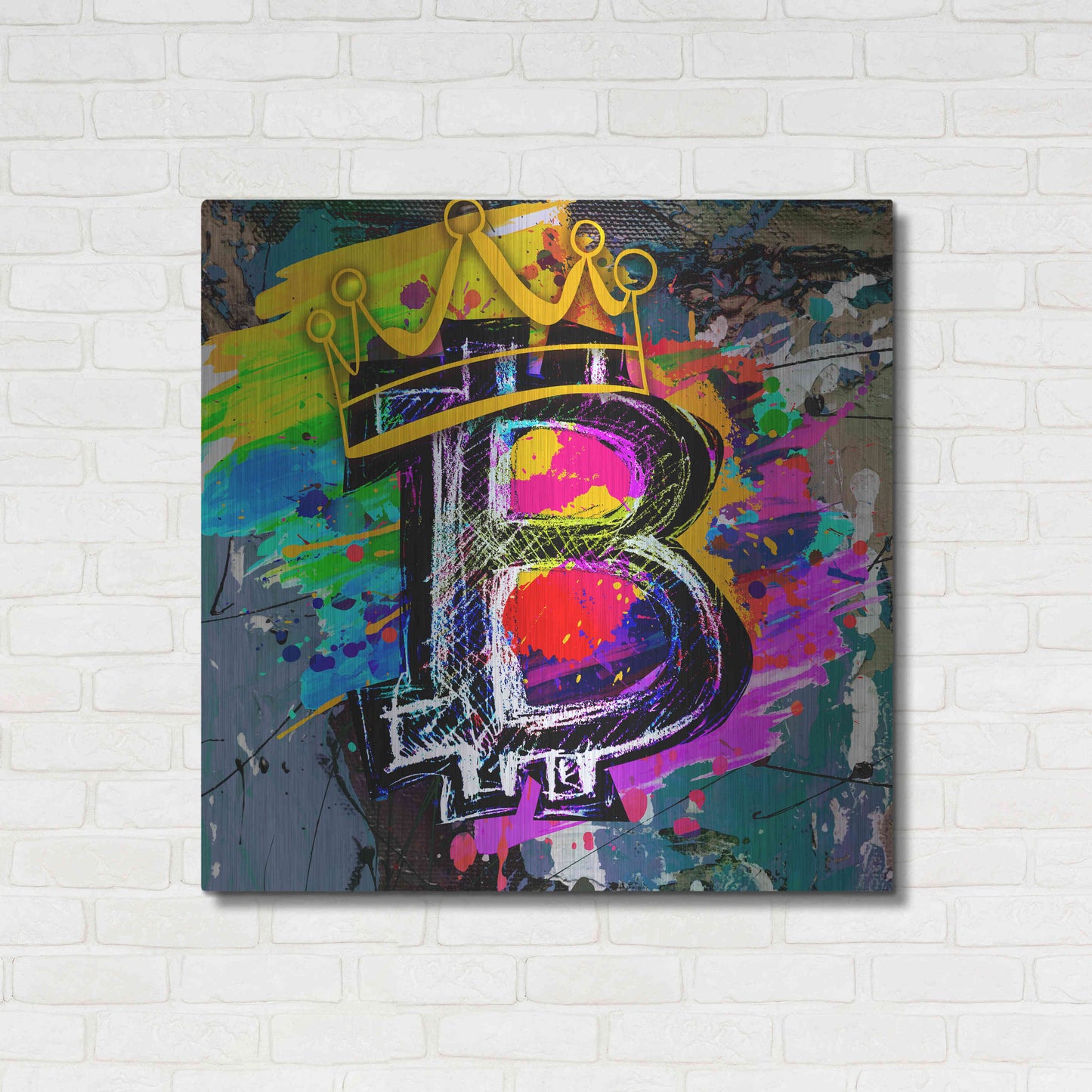 Luxe Metal Art 'Bitcoin Crypto King' by Epic Portfolio Metal Wall Art,36x36