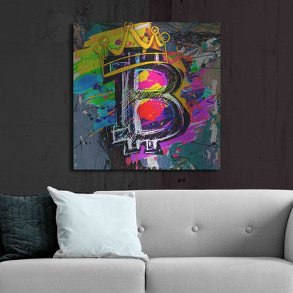 Luxe Metal Art 'Bitcoin Crypto King' by Epic Portfolio Metal Wall Art,36x36