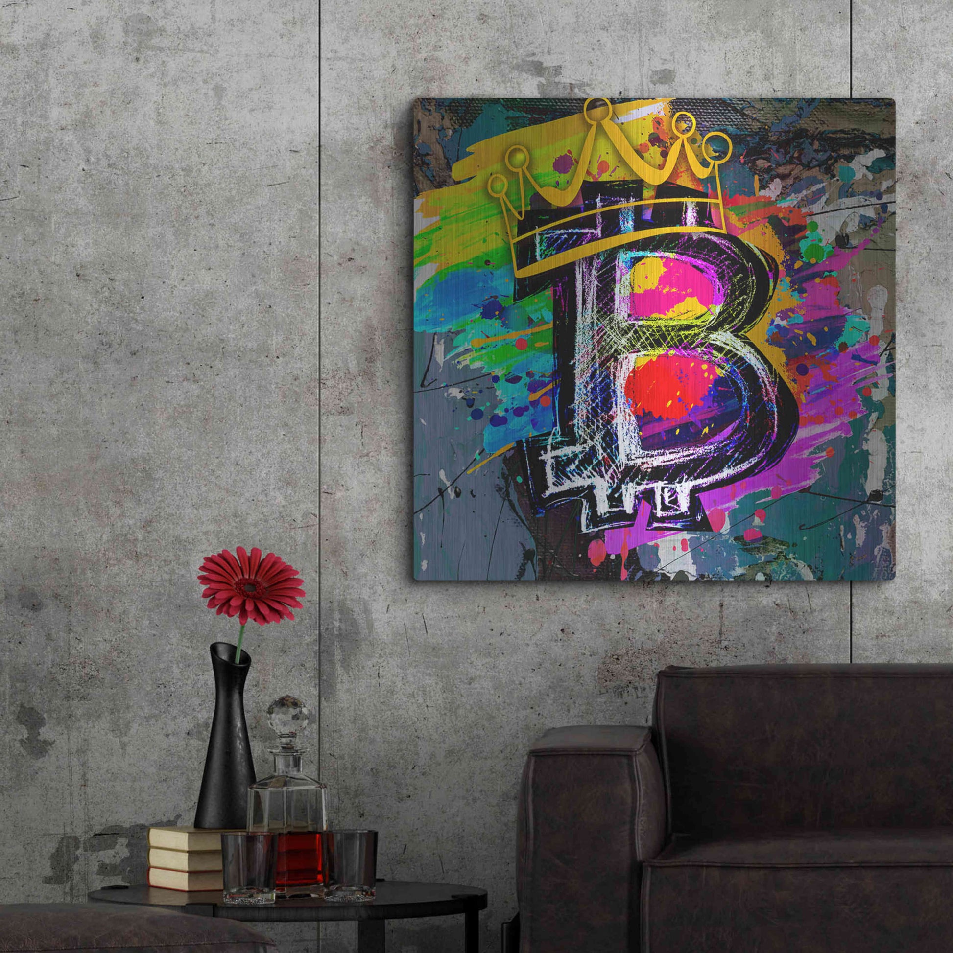 Luxe Metal Art 'Bitcoin Crypto King' by Epic Portfolio Metal Wall Art,36x36