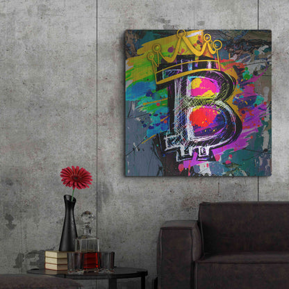 Luxe Metal Art 'Bitcoin Crypto King' by Epic Portfolio Metal Wall Art,36x36