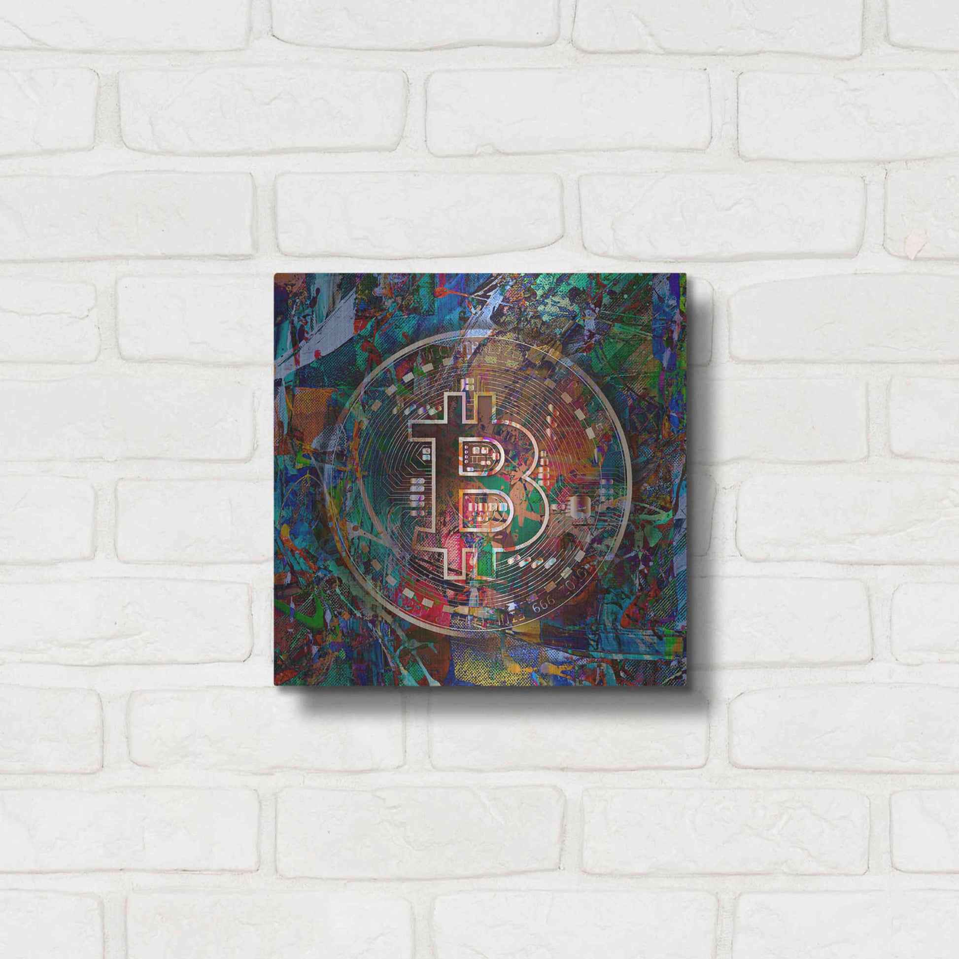 Luxe Metal Art 'Bitcoin Bronze Abstract' by Epic Portfolio Metal Wall Art,12x12