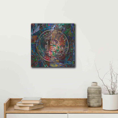 Luxe Metal Art 'Bitcoin Bronze Abstract' by Epic Portfolio Metal Wall Art,12x12