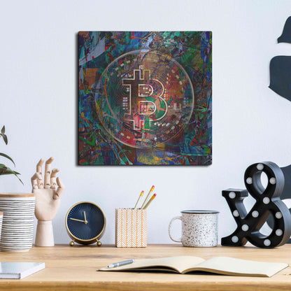 Luxe Metal Art 'Bitcoin Bronze Abstract' by Epic Portfolio Metal Wall Art,12x12