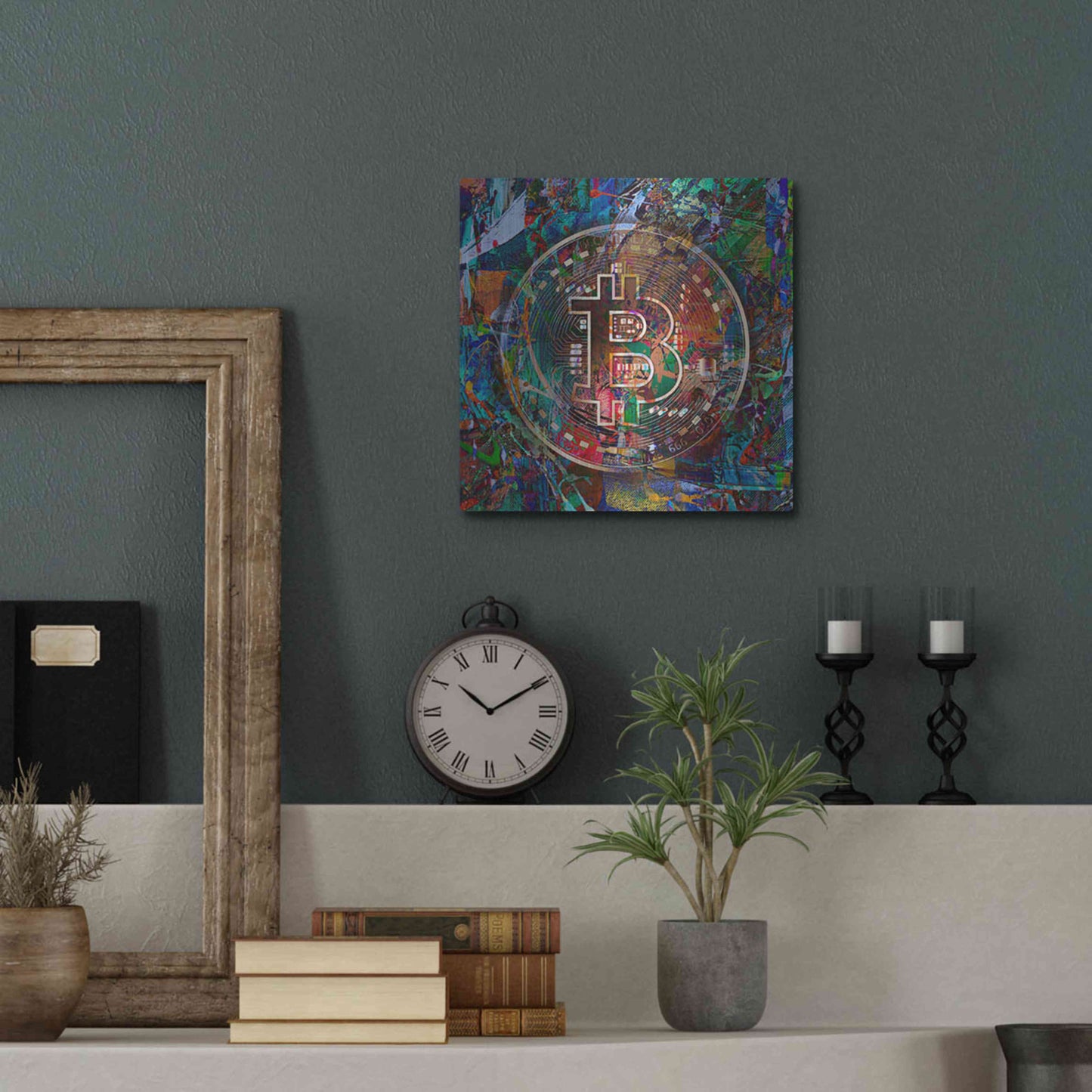 Luxe Metal Art 'Bitcoin Bronze Abstract' by Epic Portfolio Metal Wall Art,12x12