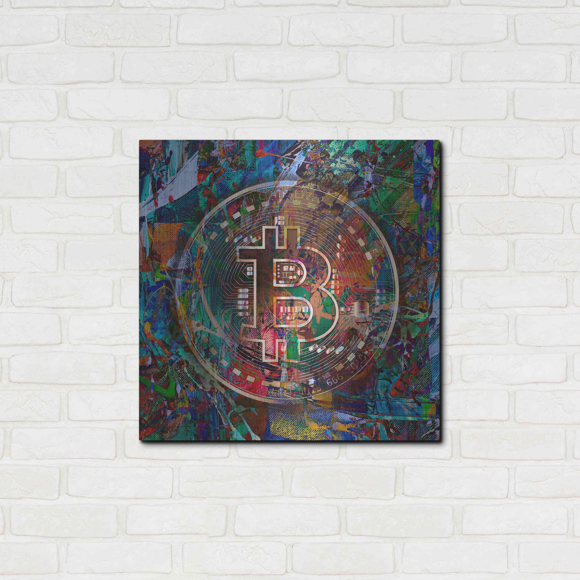 Luxe Metal Art 'Bitcoin Bronze Abstract' by Epic Portfolio Metal Wall Art,24x24