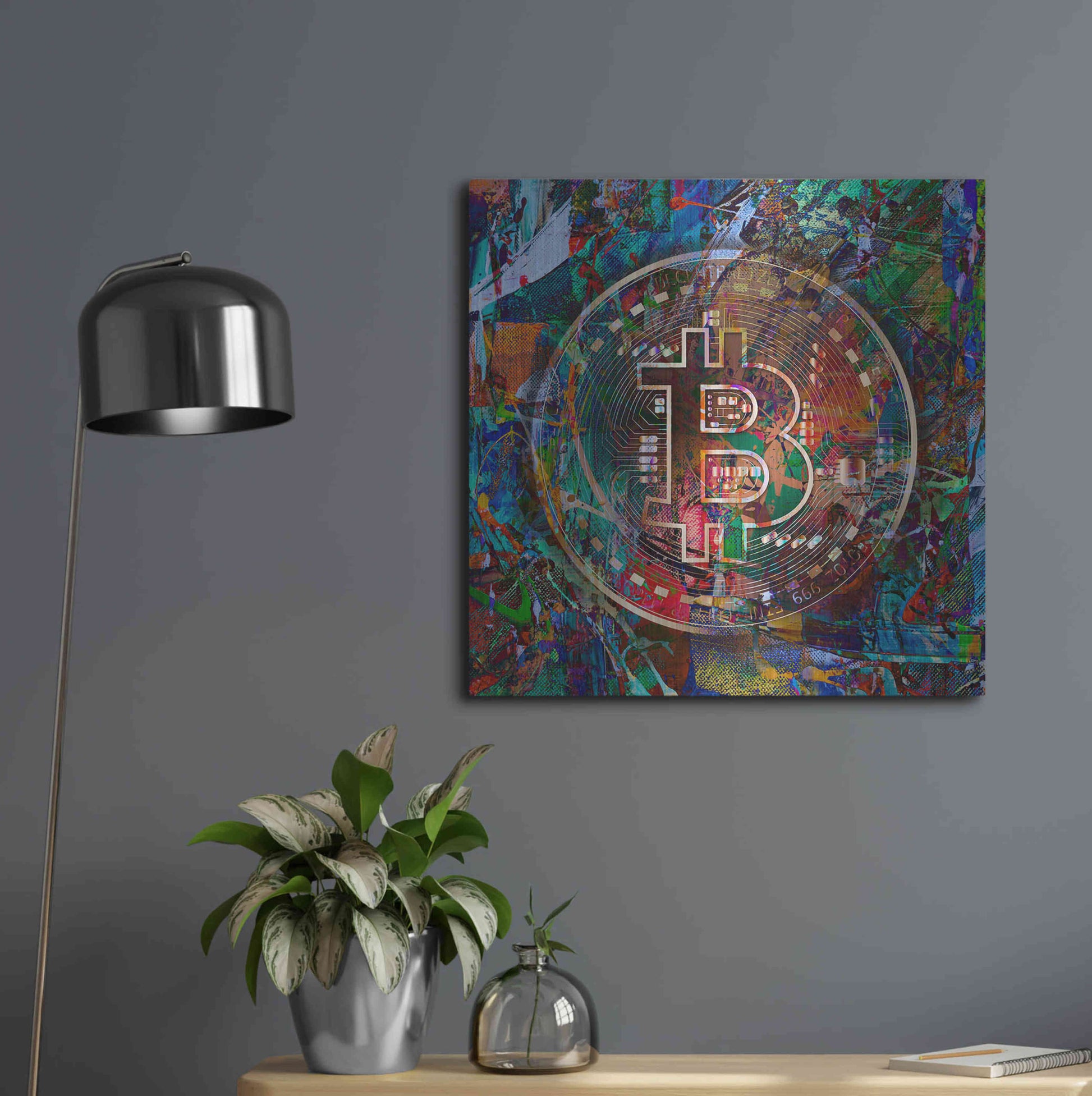 Luxe Metal Art 'Bitcoin Bronze Abstract' by Epic Portfolio Metal Wall Art,24x24
