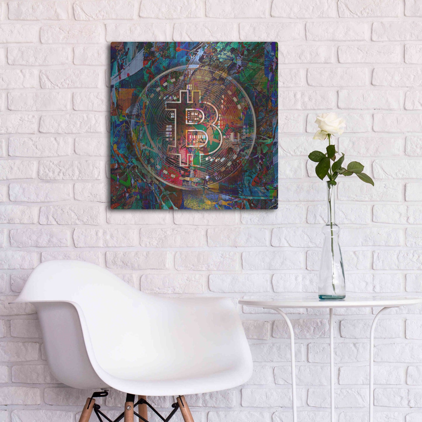 Luxe Metal Art 'Bitcoin Bronze Abstract' by Epic Portfolio Metal Wall Art,24x24