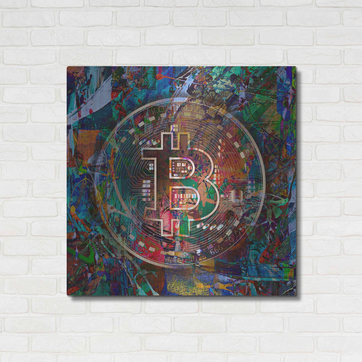 Luxe Metal Art 'Bitcoin Bronze Abstract' by Epic Portfolio Metal Wall Art,36x36