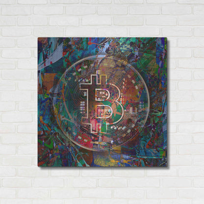 Luxe Metal Art 'Bitcoin Bronze Abstract' by Epic Portfolio Metal Wall Art,36x36