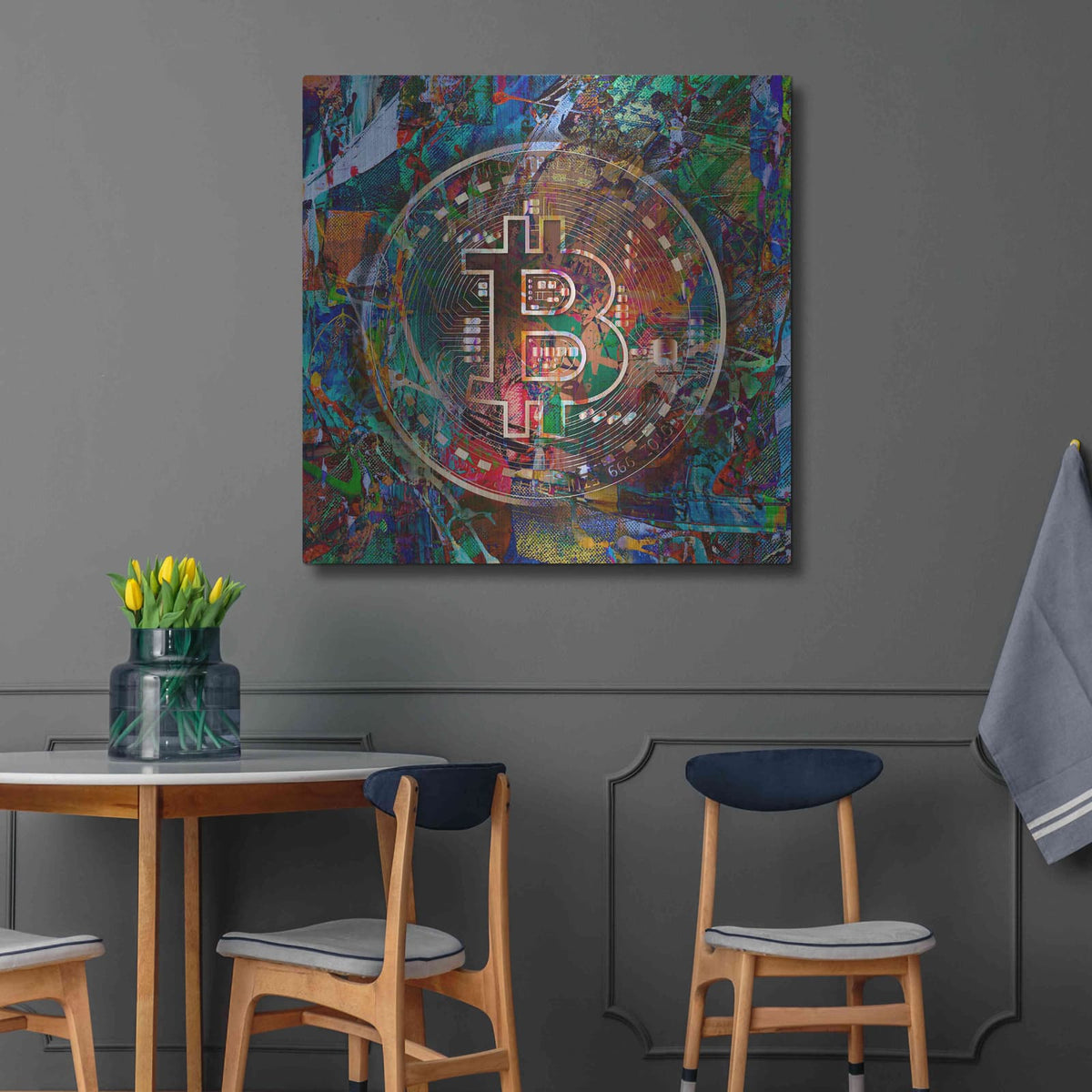 'Bitcoin Bronze Abstract' by Valentyn Artemenko – Metal Wall Art, 36x36 room view