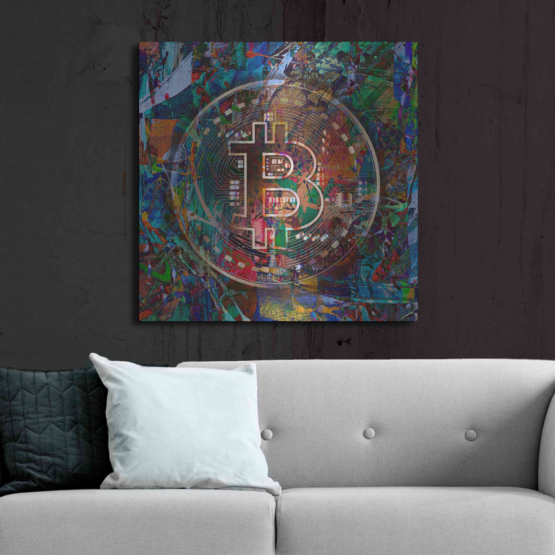 Luxe Metal Art 'Bitcoin Bronze Abstract' by Epic Portfolio Metal Wall Art,36x36