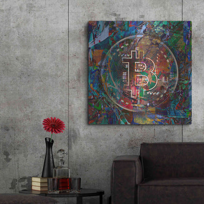 Luxe Metal Art 'Bitcoin Bronze Abstract' by Epic Portfolio Metal Wall Art,36x36