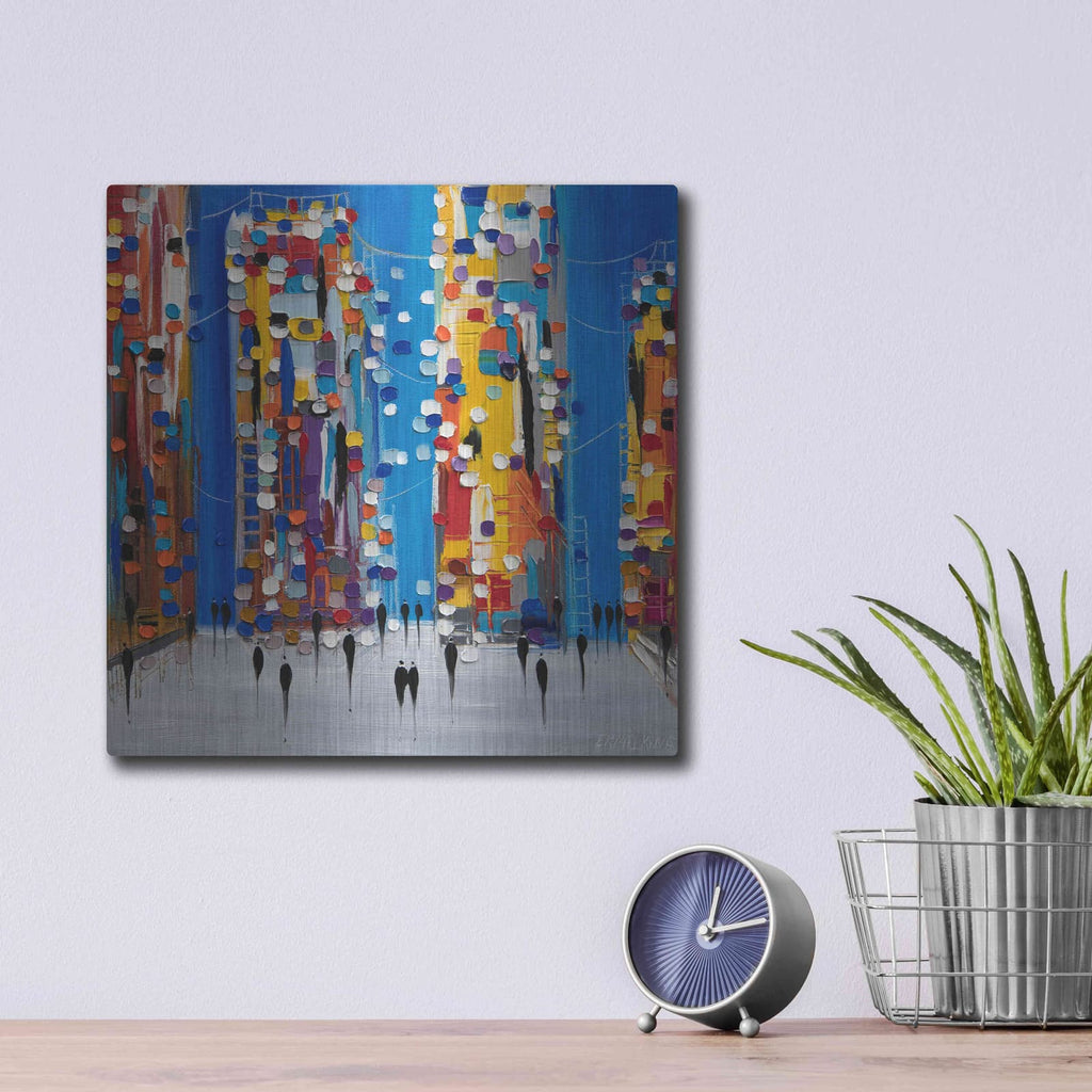 'City Sunrise' by Ekaterina Ermilkina – Metal Wall Art, 12x12 room view