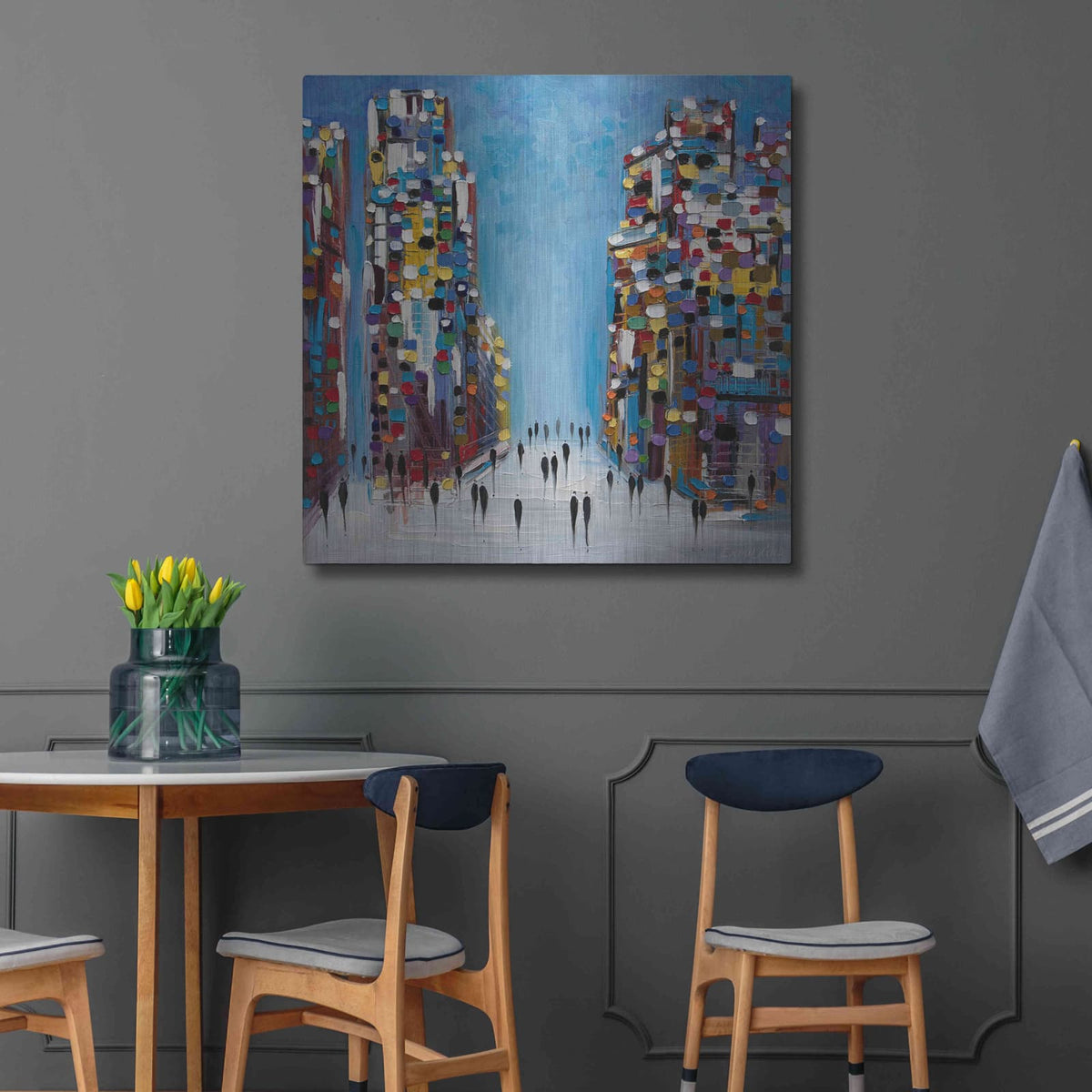 'Cityscape' by Ekaterina Ermilkina – Metal Wall Art, 36x36 room view