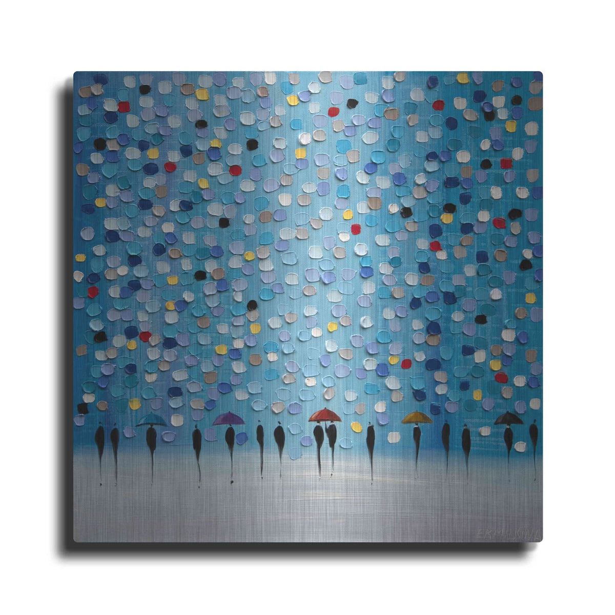 'Colorful City Umbrellas' by Ekaterina Ermilkina – Metal Wall Art