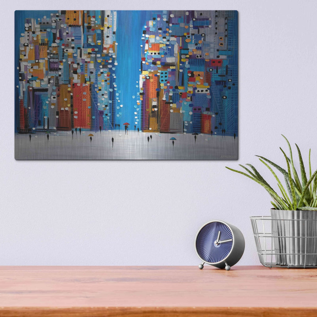 'Night Square' by Ekaterina Ermilkina – Metal Wall Art, 16x12 room view