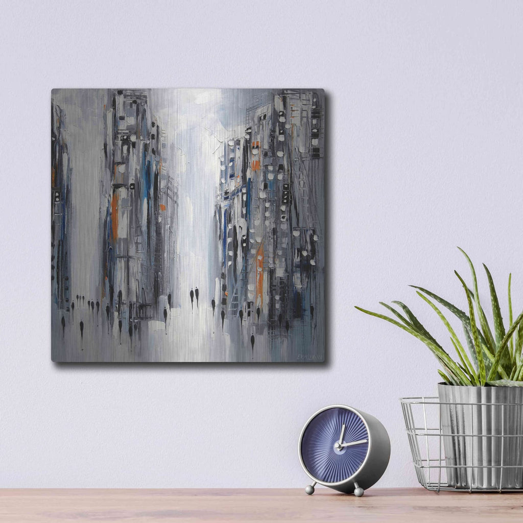 'City Escape' by Ekaterina Ermilkina – Metal Wall Art, 12x12 room view