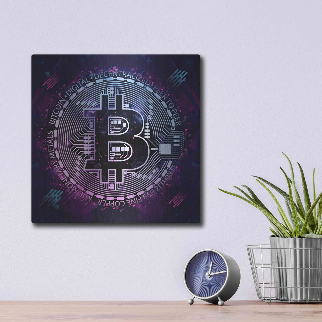'Bitcoin 80s' by Cameron Gray – Metal Wall Art, 12x12 room view