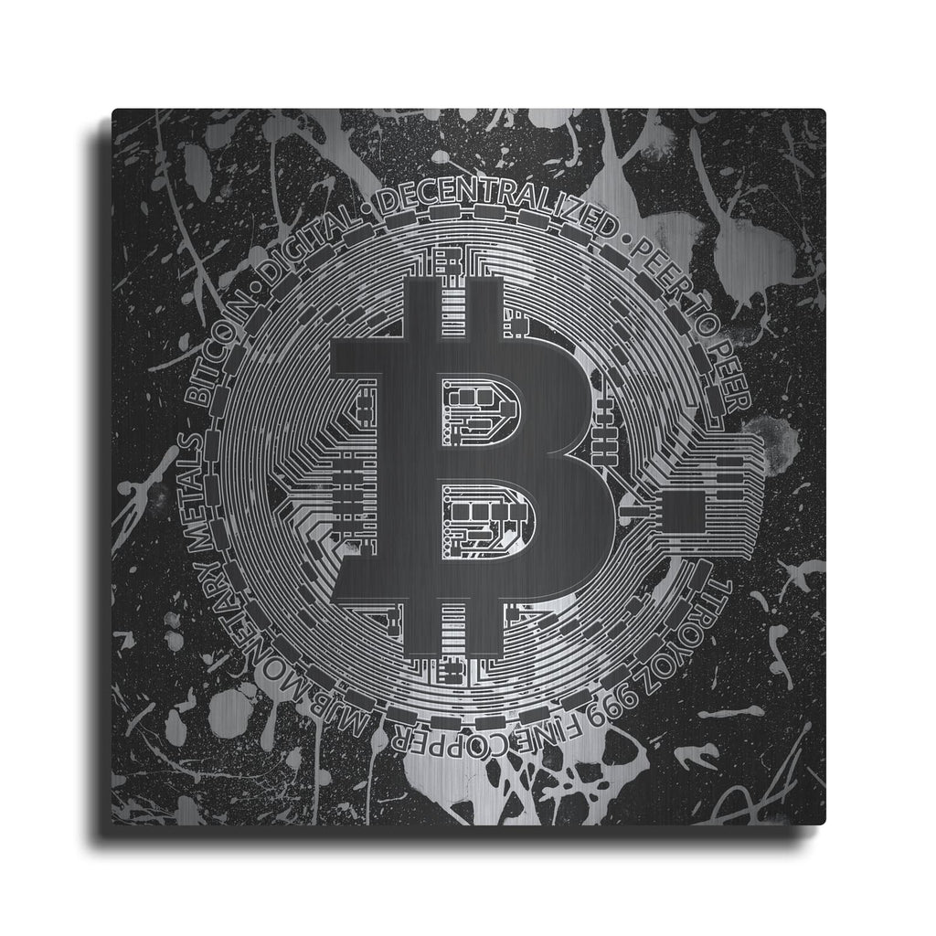 'Bitcoin Black Ice' by Cameron Gray – Metal Wall Art