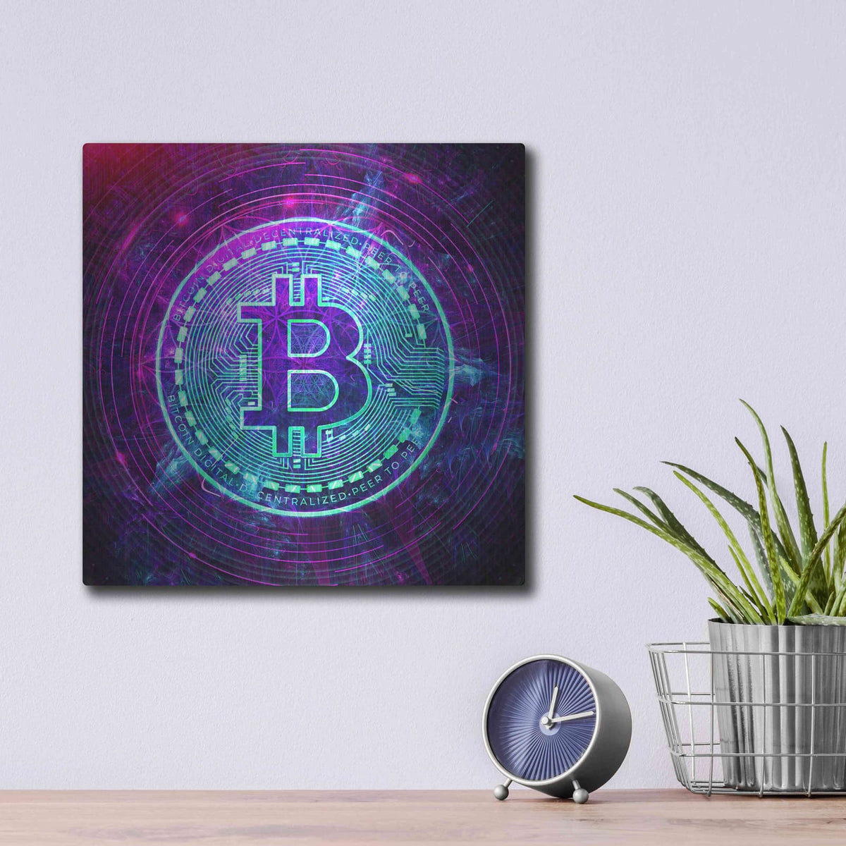 'Bitcoin Wave' by Cameron Gray – Metal Wall Art, 12x12 room view