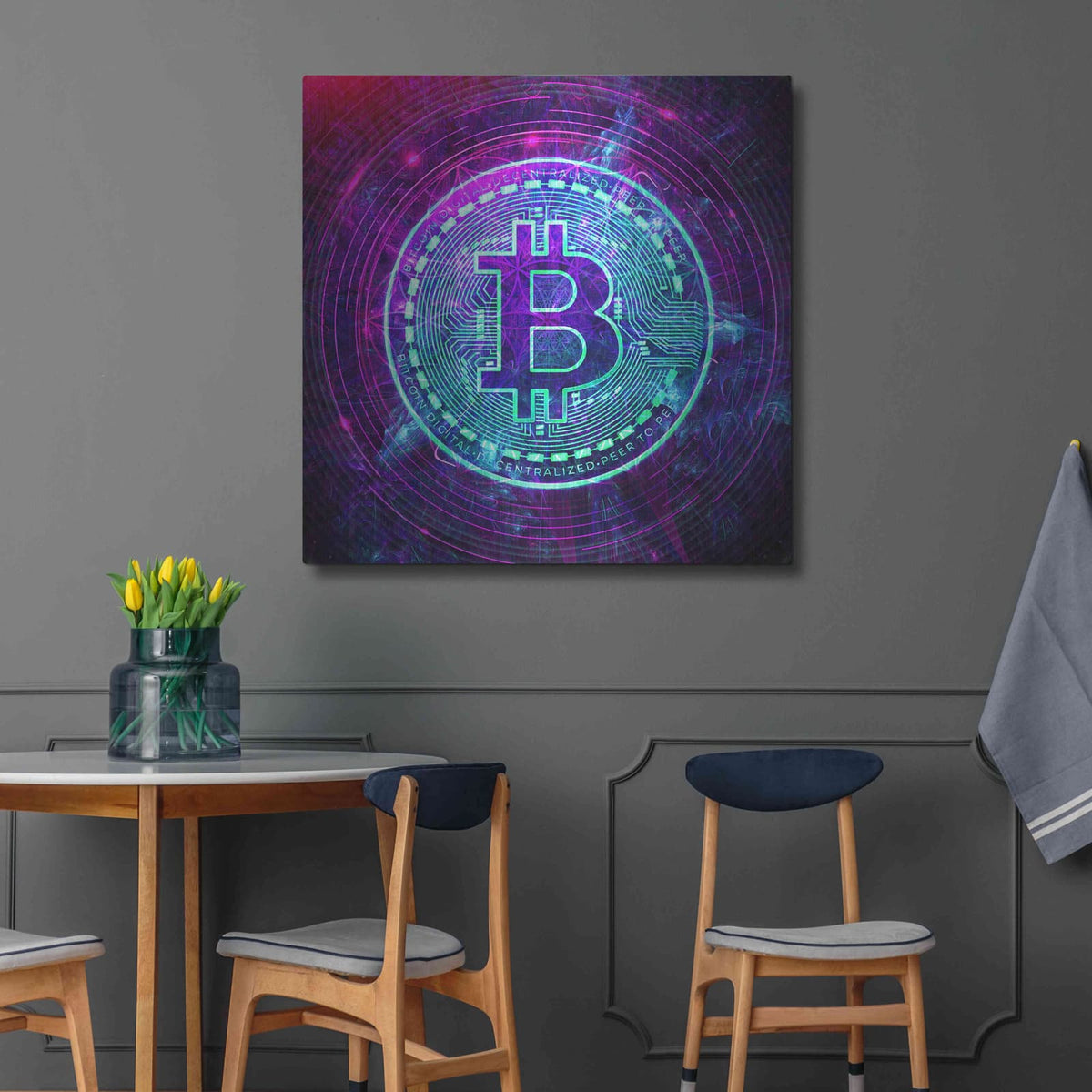 'Bitcoin Wave' by Cameron Gray – Metal Wall Art, 36x36 room view