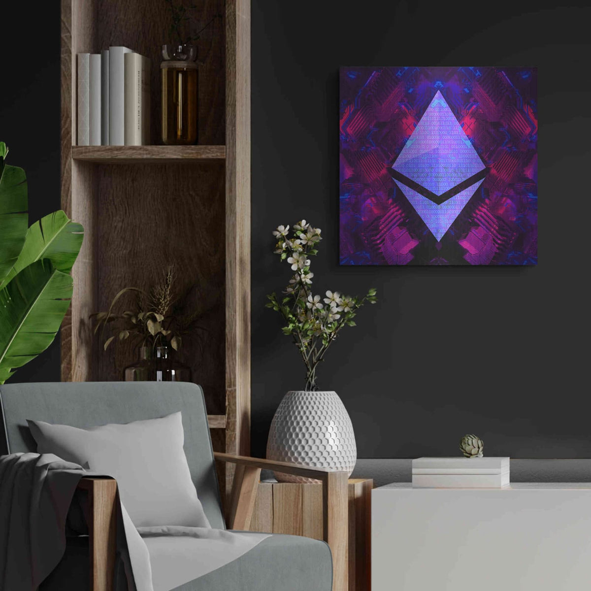 'Ethereum Future' by Cameron Gray – Metal Wall Art, 24x24 room view