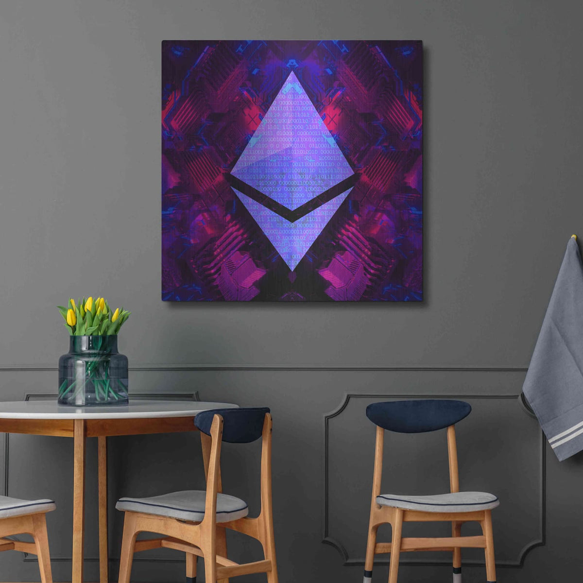 'Ethereum Future' by Cameron Gray – Metal Wall Art, 36x36 room view