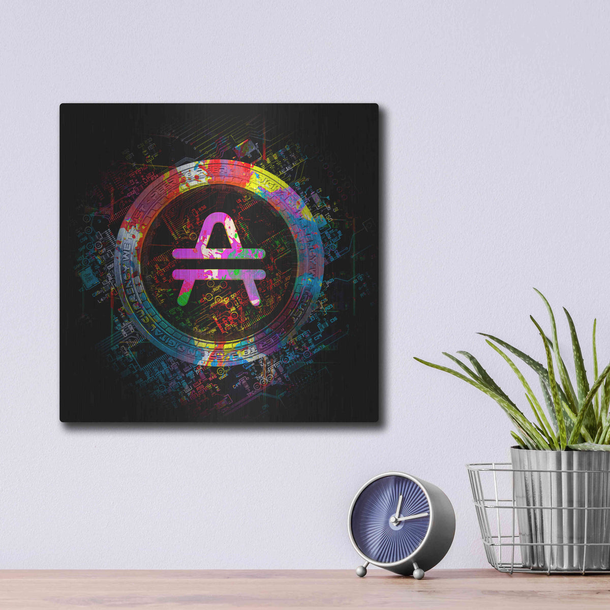 Luxe Metal Art 'Amp Crypto Power' by Epic Portfolio Metal Wall Art,12x12