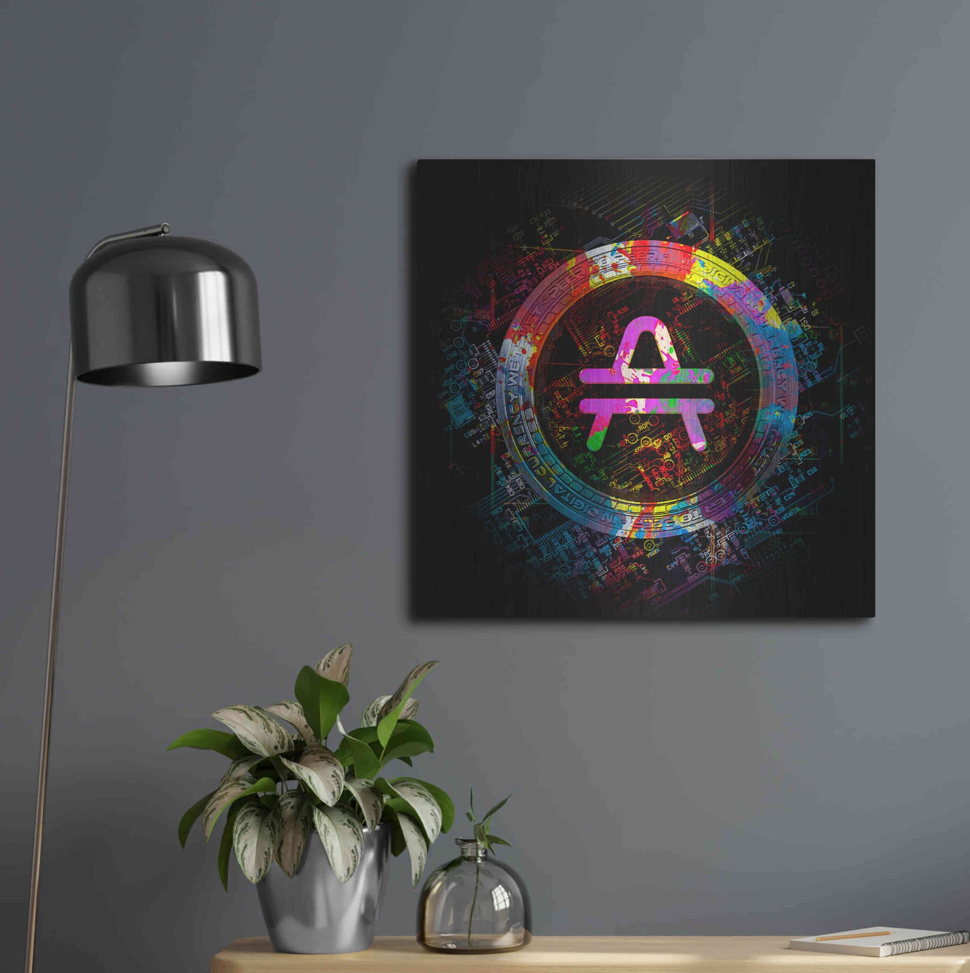 Luxe Metal Art 'Amp Crypto Power' by Epic Portfolio Metal Wall Art,24x24