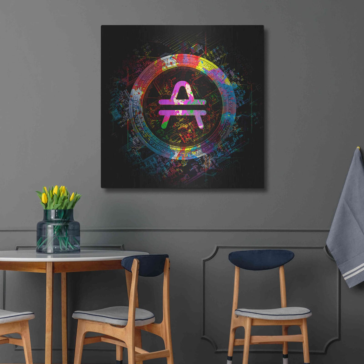 'Amp Crypto Power' by Valentyn Artemenko – Metal Wall Art, 36x36 room view