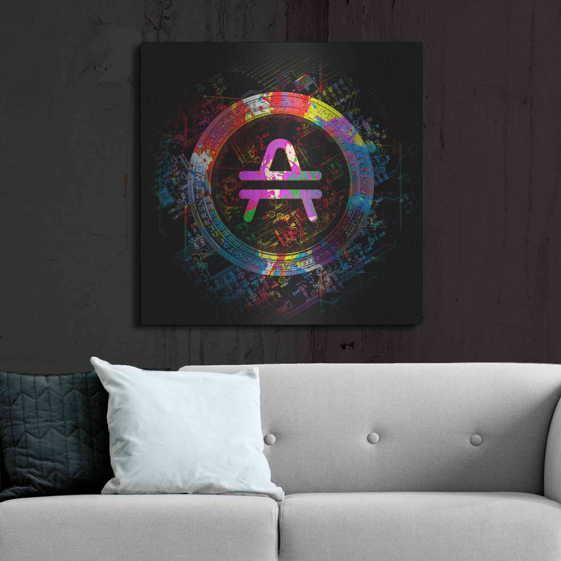 Luxe Metal Art 'Amp Crypto Power' by Epic Portfolio Metal Wall Art,36x36