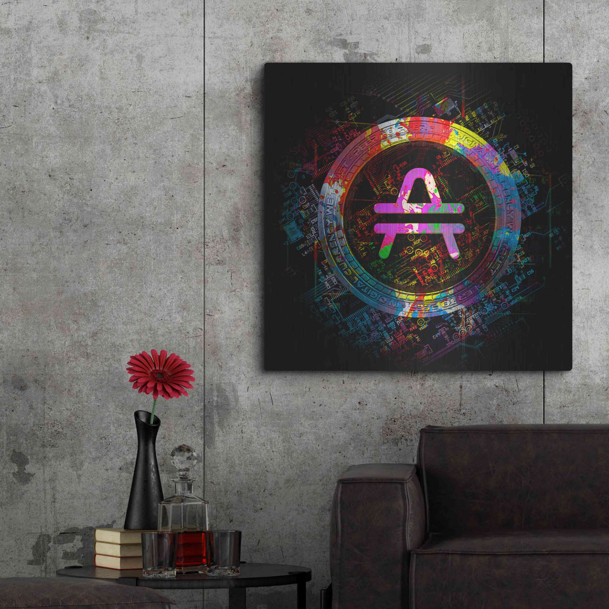 Luxe Metal Art 'Amp Crypto Power' by Epic Portfolio Metal Wall Art,36x36