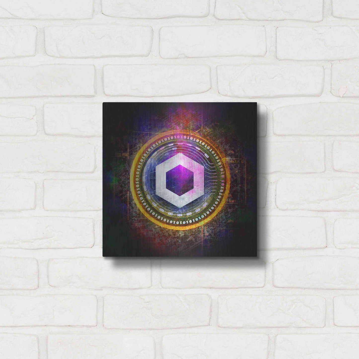 Luxe Metal Art 'Chainlink Crypto Halo' by Epic Portfolio Metal Wall Art,12x12