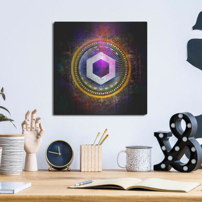 Luxe Metal Art 'Chainlink Crypto Halo' by Epic Portfolio Metal Wall Art,12x12