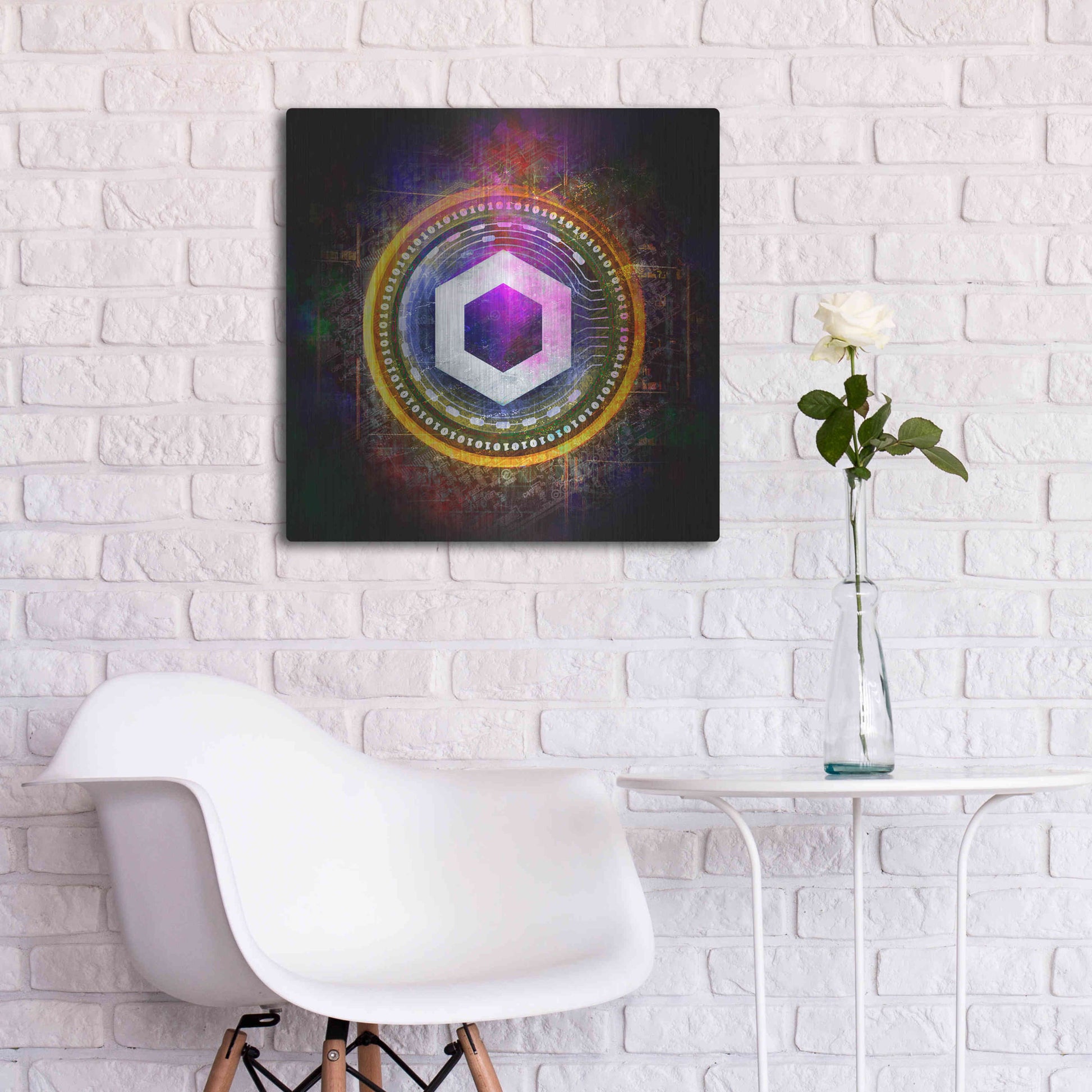 Luxe Metal Art 'Chainlink Crypto Halo' by Epic Portfolio Metal Wall Art,24x24