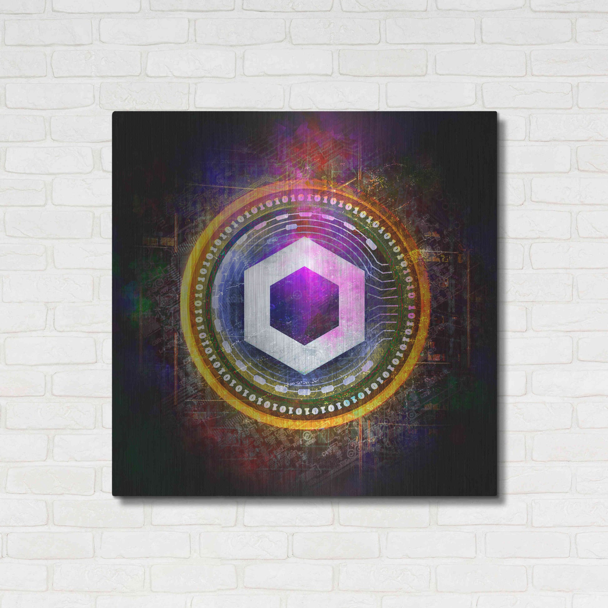 Luxe Metal Art 'Chainlink Crypto Halo' by Epic Portfolio Metal Wall Art,36x36