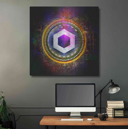 Luxe Metal Art 'Chainlink Crypto Halo' by Epic Portfolio Metal Wall Art,36x36