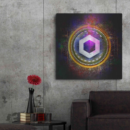 Luxe Metal Art 'Chainlink Crypto Halo' by Epic Portfolio Metal Wall Art,36x36